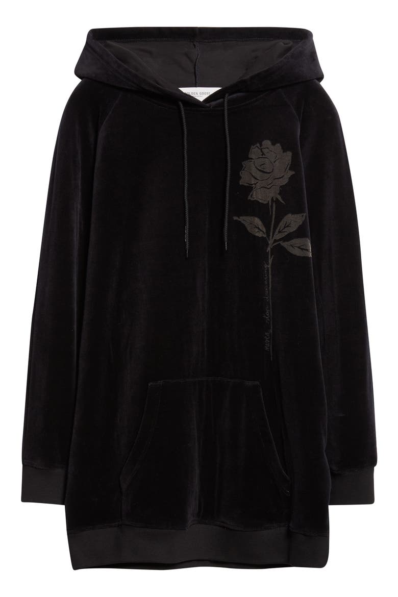 Journey Collection Long Sleeve Velour Hoodie Minidress, Alternate, color, BLACK