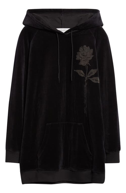 Golden Goose Journey Collection Long Sleeve Velour Hoodie Minidress In Black