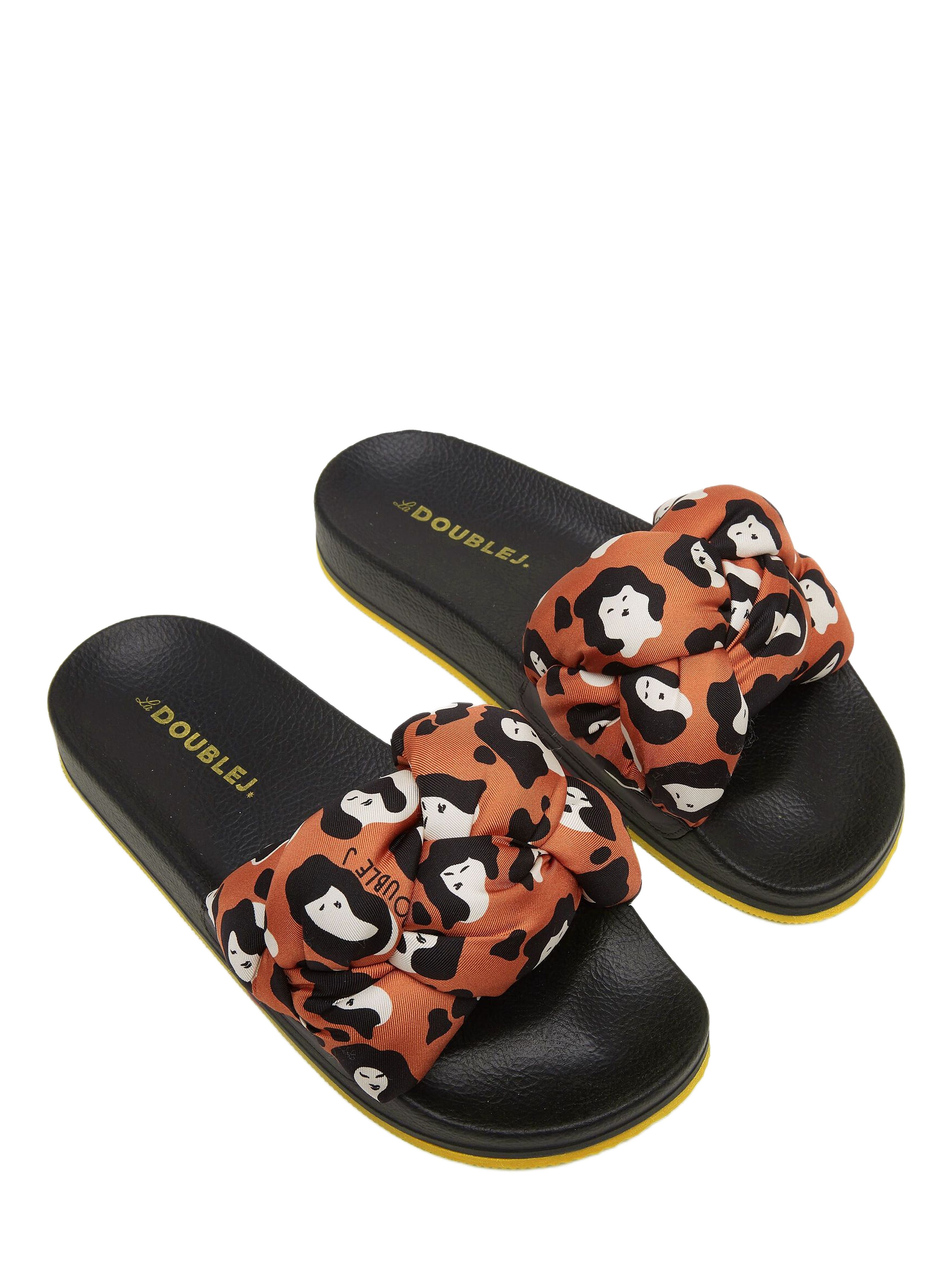 La DoubleJ Treccia Slides Lady Leopard Orange, Alternate, color, 