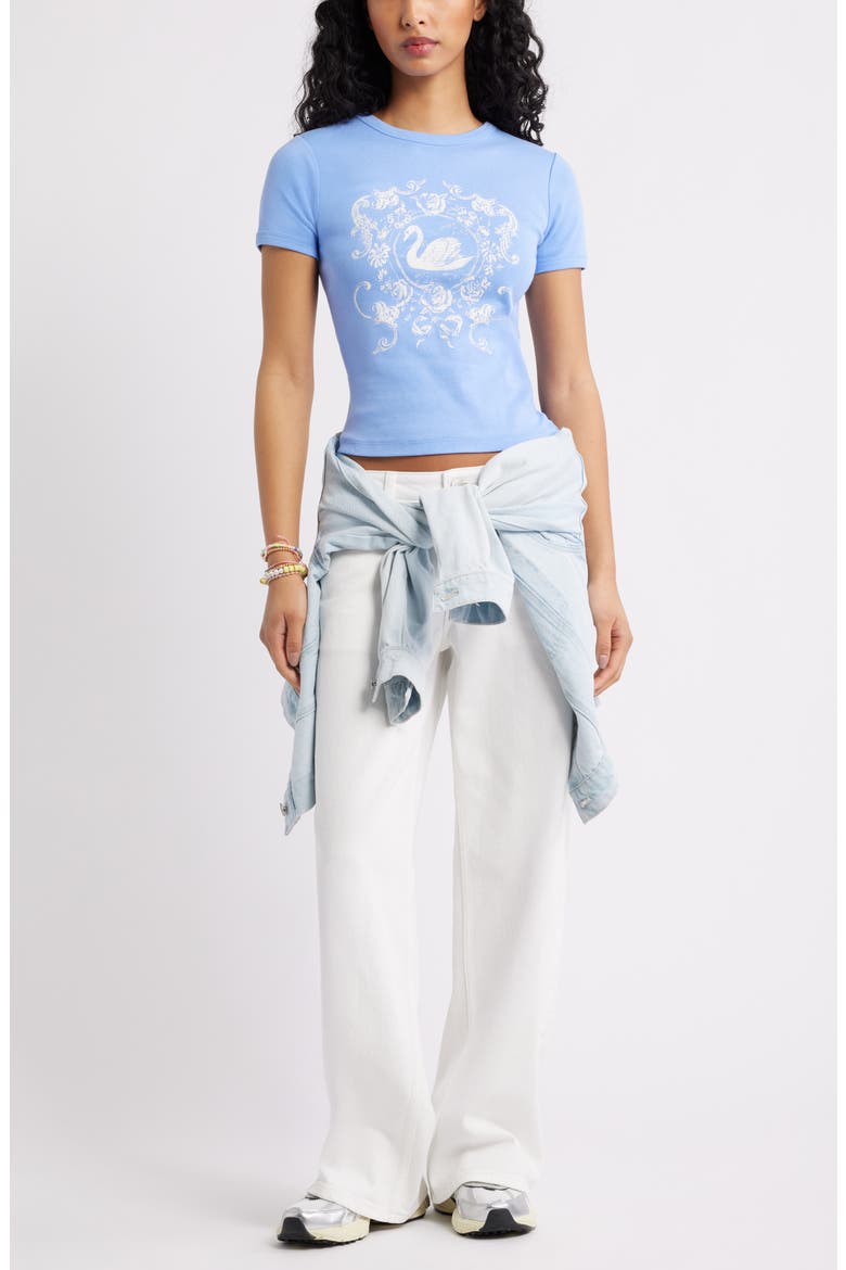 Graphic Baby Tee, Alternate, color, BLUE ORNATE SWAN