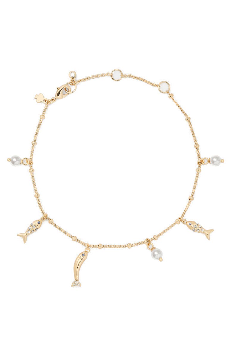 Kate Spade New York summer daze fish charm anklet, Main, color, Cream Multi