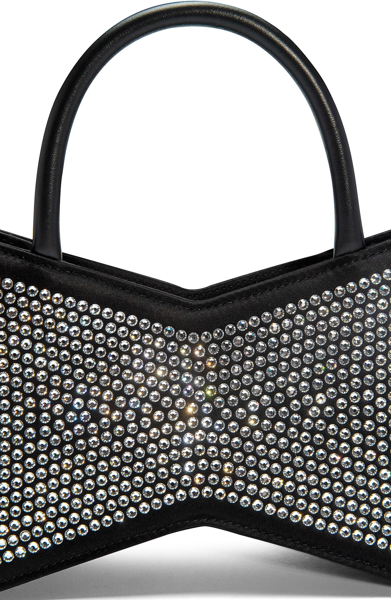 Mach & Mach Bow Crystal Embellished Satin Top Handle Bag, Alternate, color, 