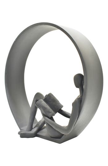 Kinetic Encircled Reader Sculpture In Black