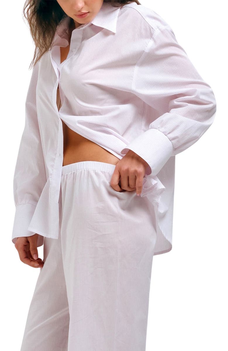 Andine Essen Lyon Stripe Cotton Button-Up Pajama Top, Alternate, color, 