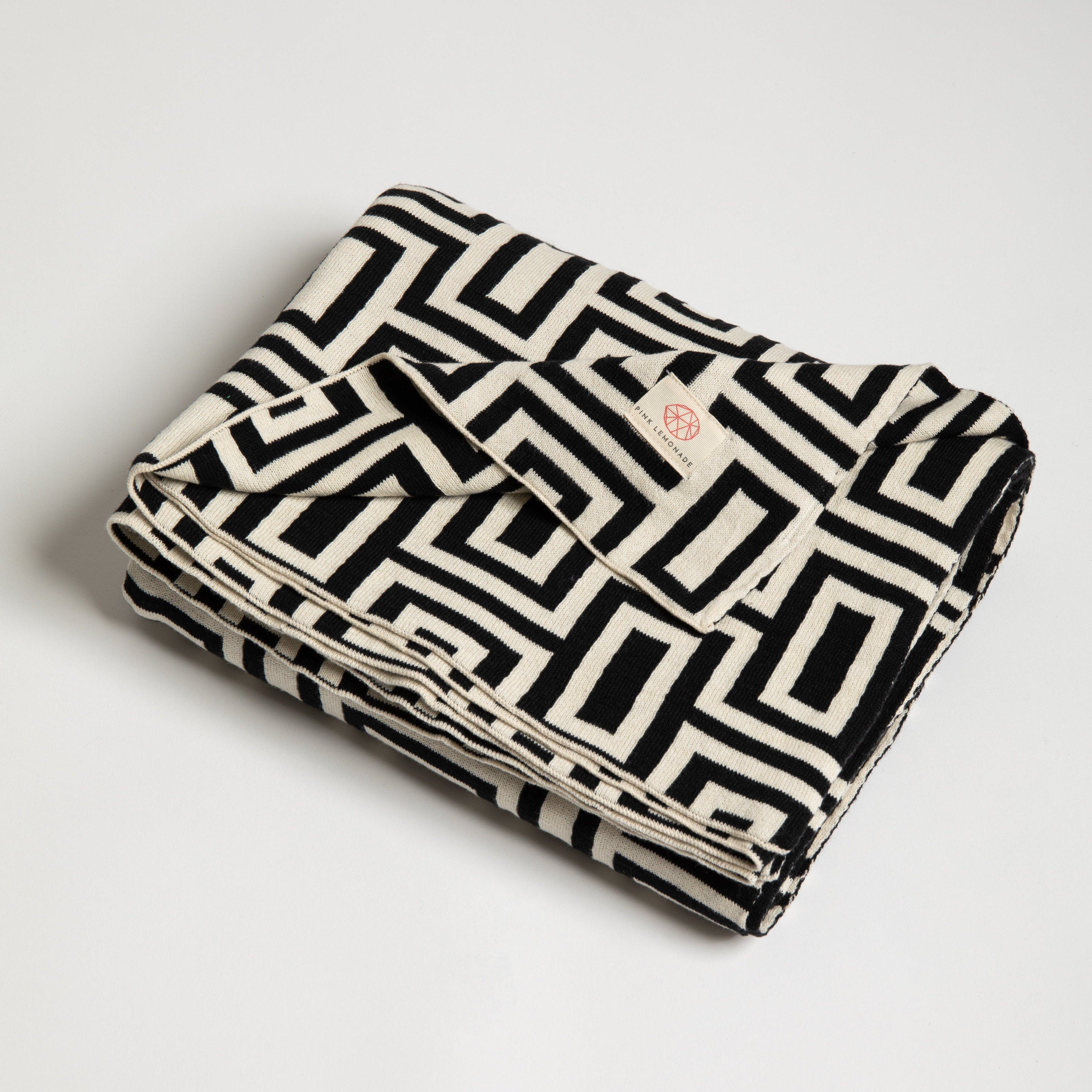 Pink Lemonade Galaxy Organic Cotton Throw Blanket in Black 