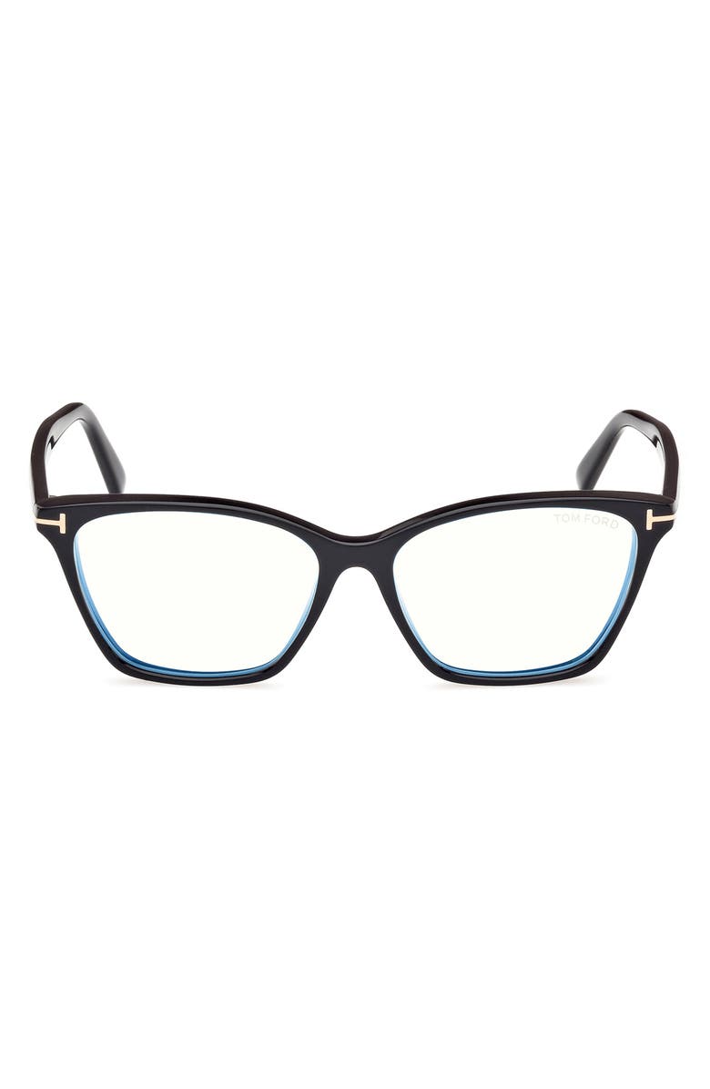 TOM FORD 56mm Cat Eye Blue Light Blocking Optical Glasses, Main, color,