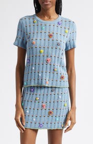 YanYan Dotty Embellished Cotton Rib Sweater