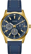 GUESS Peak Multifunction Silicone Strap Watch, 44mm
