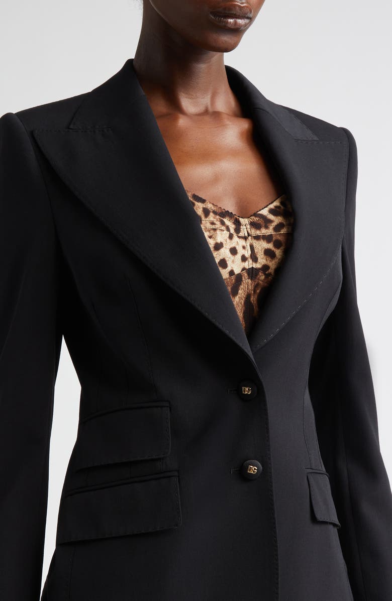 Dolce&Gabbana Turlington Stretch Gabardine Blazer, Alternate, color, Nero