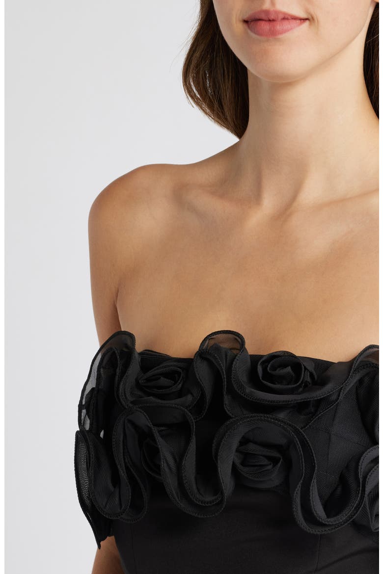 Organza Ruffle Strapless Cocktail Minidress, Alternate, color, BLACK