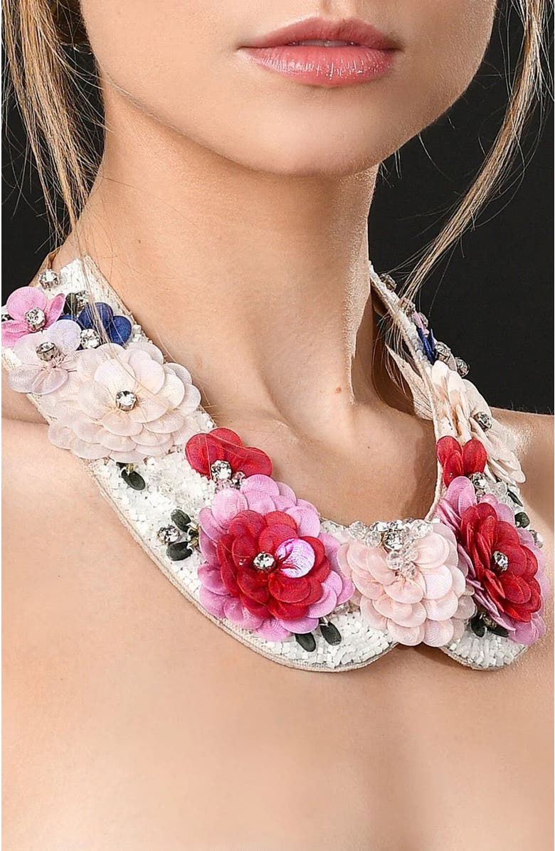 Anne Fontaine Floral Collar, Alternate, color, Grenadine