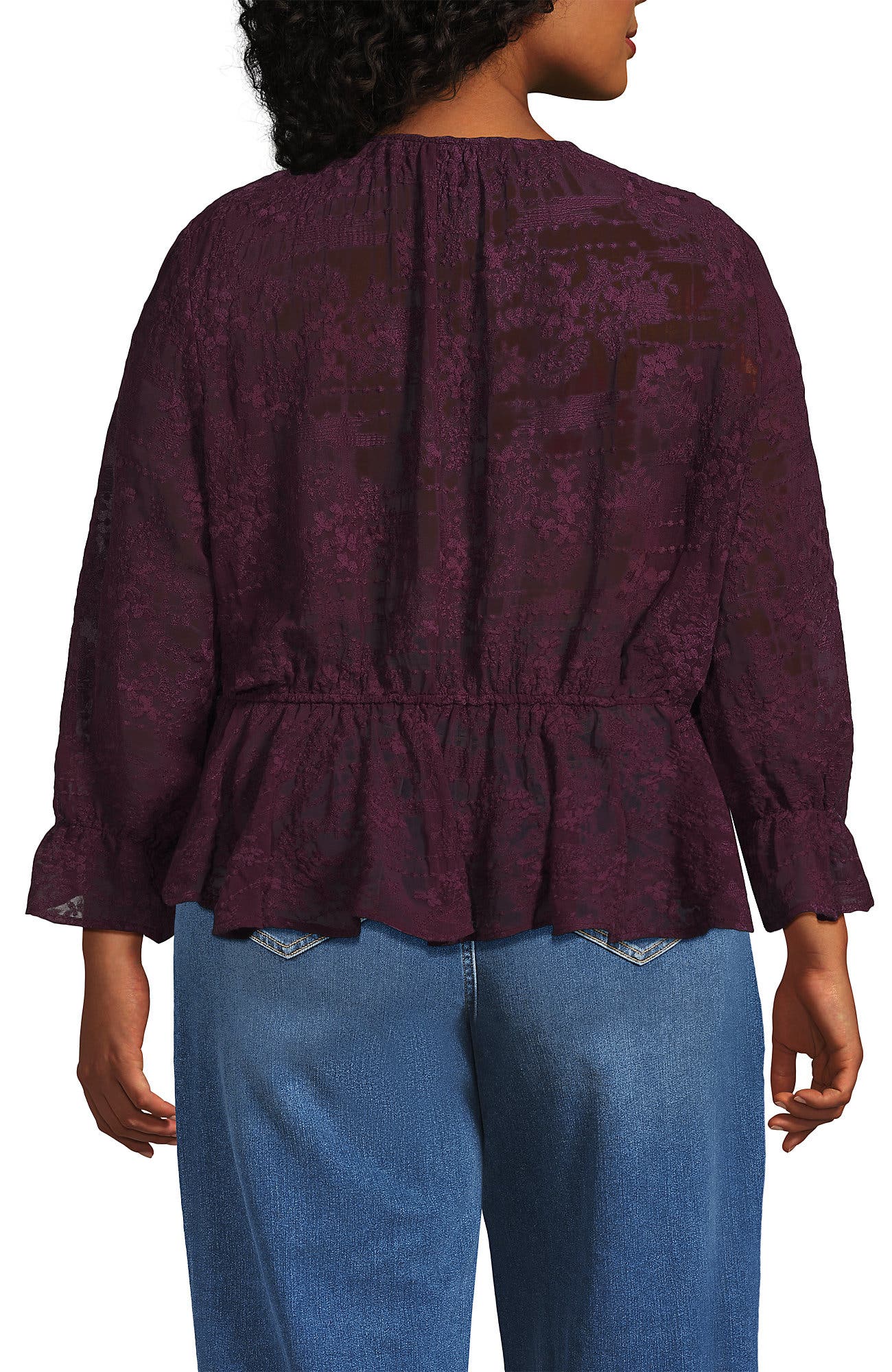 Plus Size Feminine Ruffle Chiffon V Neck Blouse - image 4
