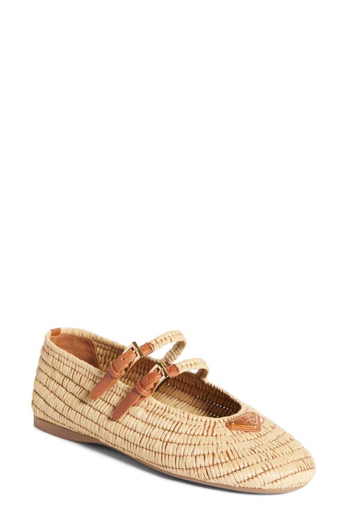 Prada Raffia Mary Jane Flat in Beige/tan at Nordstrom, Size 37
