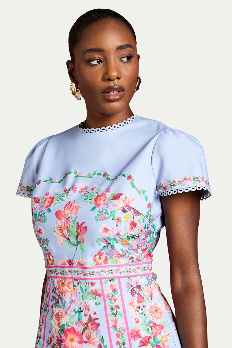 Placement Print Short Sleeve Mini Dress, Alternate, color, Blue