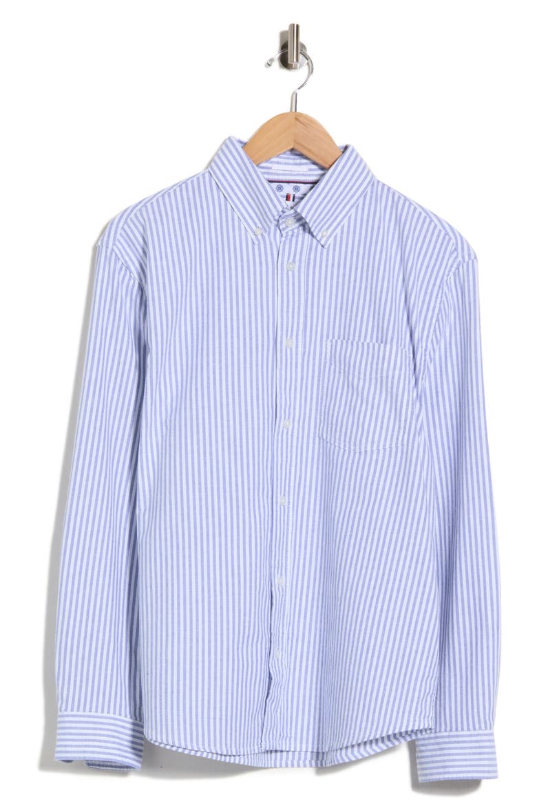 Stripe Stretch Cotton Long Sleeve Button-Down Shirt, Main, color, WHITE