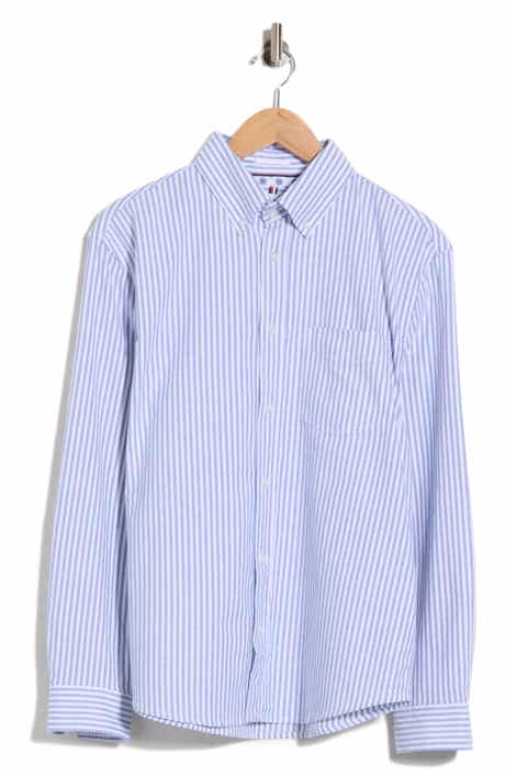 Stripe Stretch Cotton Long Sleeve Button-Down Shirt