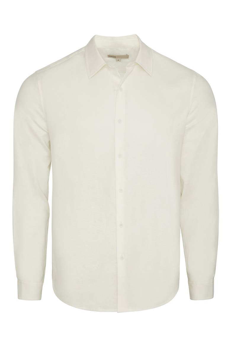 Long Sleeve Linen Blend Button-Up Shirt, Alternate, color, WHITE