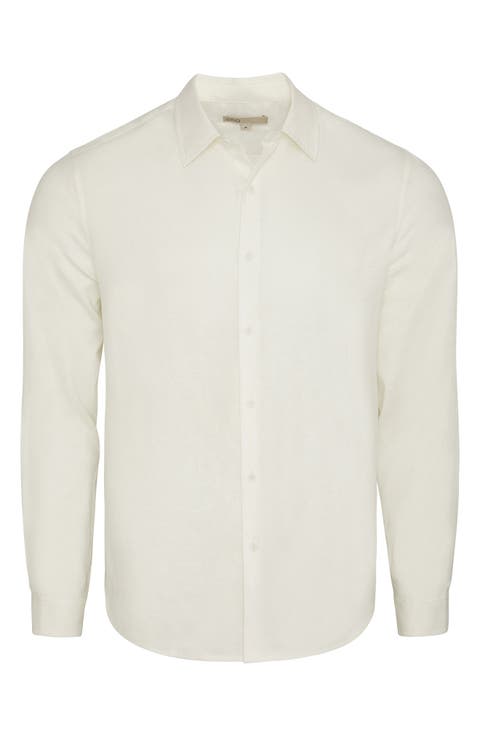 Long Sleeve Linen Blend Button-Up Shirt