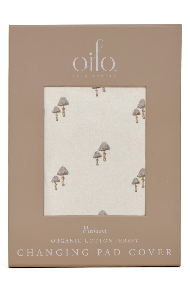 Oilo Print Organic Cotton Changing Pad Cover, Alternate, color, Mushroom/ Eggshell