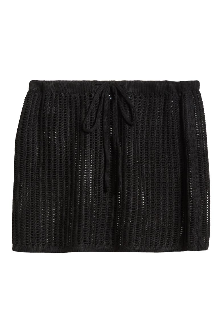 Open Stitch Cover-Up Miniskirt, Alternate, color, BLACK
