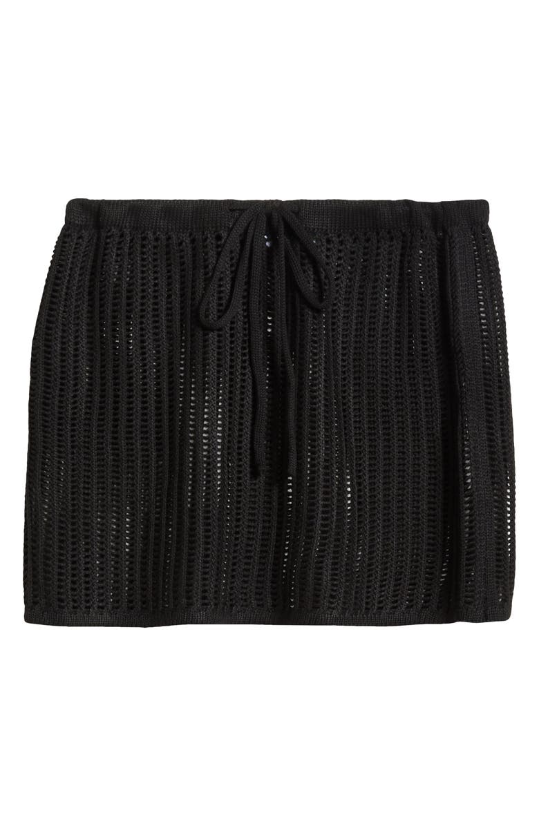 Elan Open Stitch Cover-Up Miniskirt, Alternate, color, Black