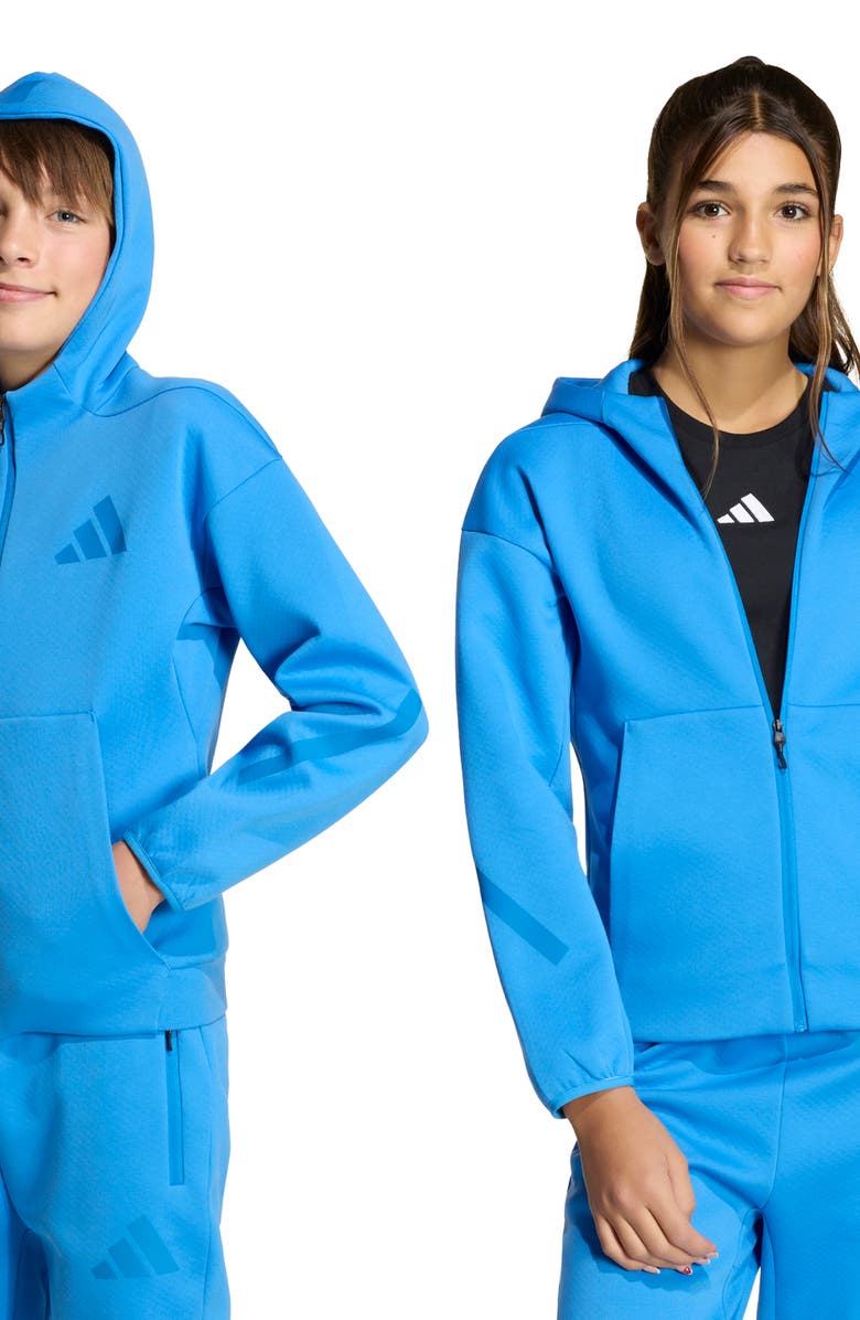adidas Originals Kids' Z-N-E Primeknit Hoodie, Alternate, color, Ray Blue/ Bright Royal