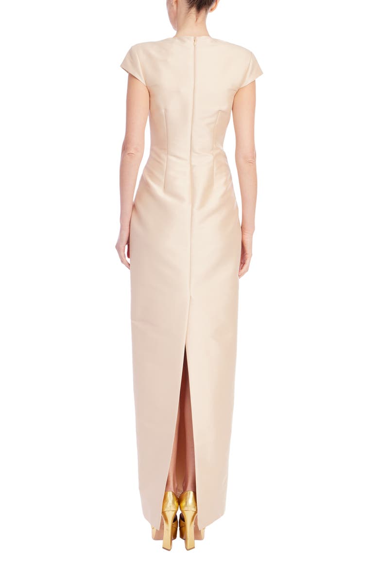 Short Sleeve Column Gown, Alternate, color, CHAMPAGNE