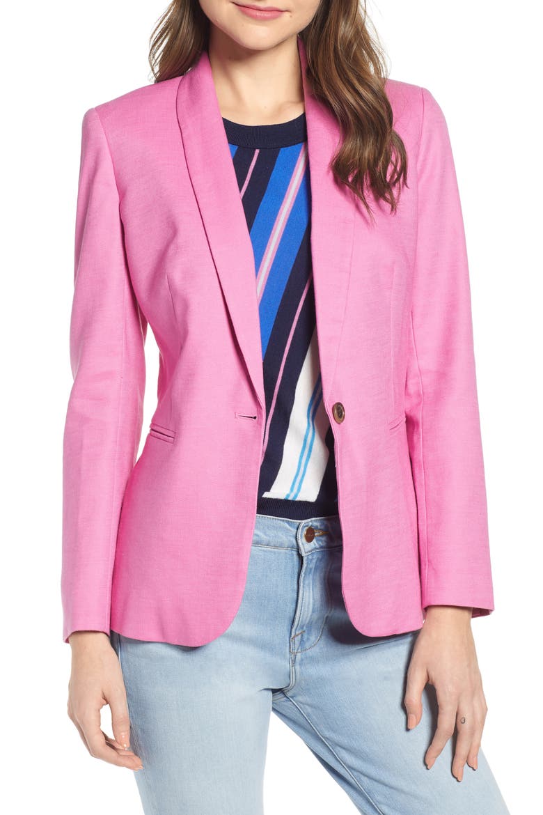 Parke Stretch Linen Blend Blazer, Main, color, VIVID FUCHSIA