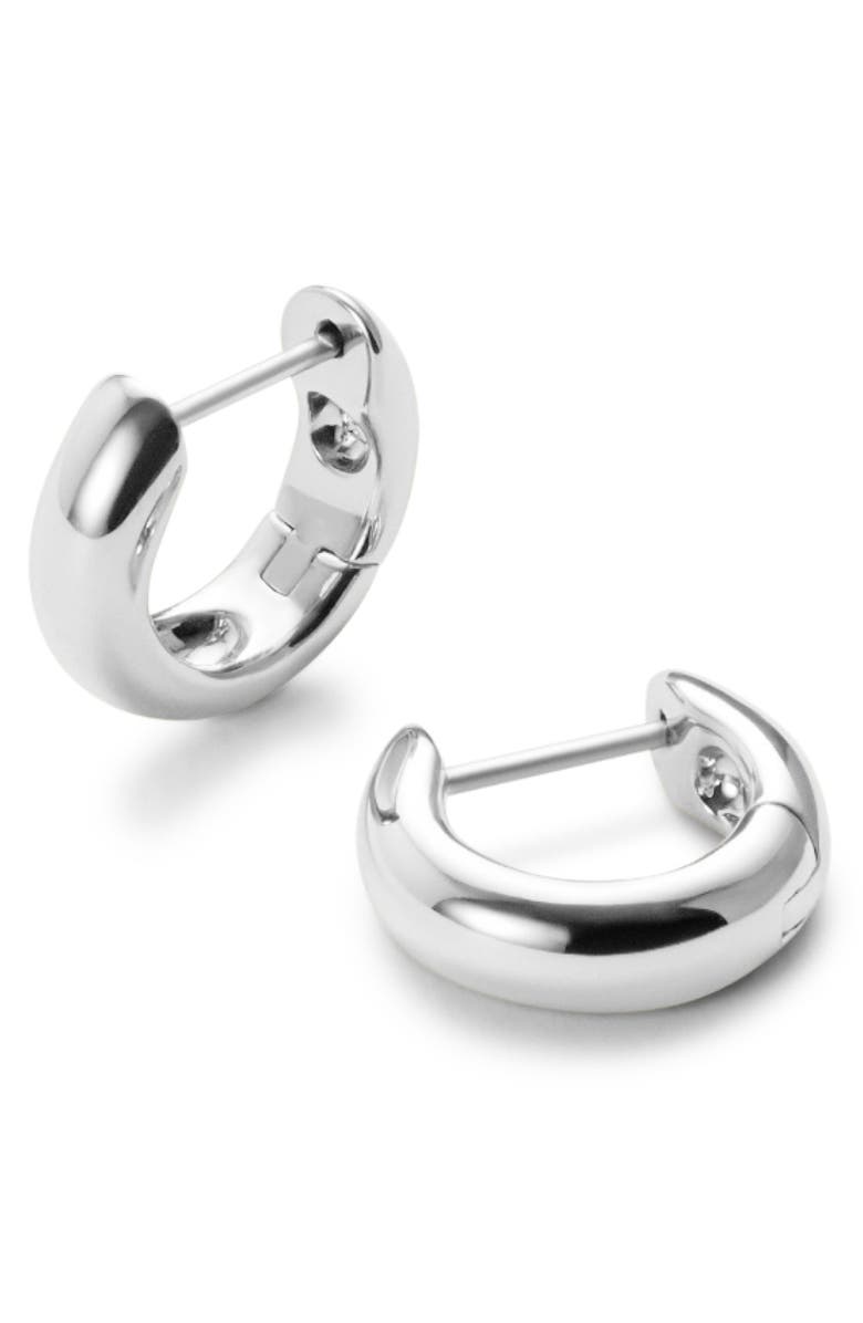 Ana Luisa Giulia Huggie Hoop Earrings, Main, color, Silver