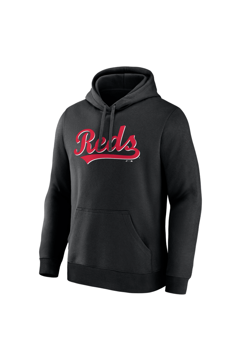 Men's Logo Athletic Black Cincinnati Reds Wordmark Hoodie, Alternate, color, Black