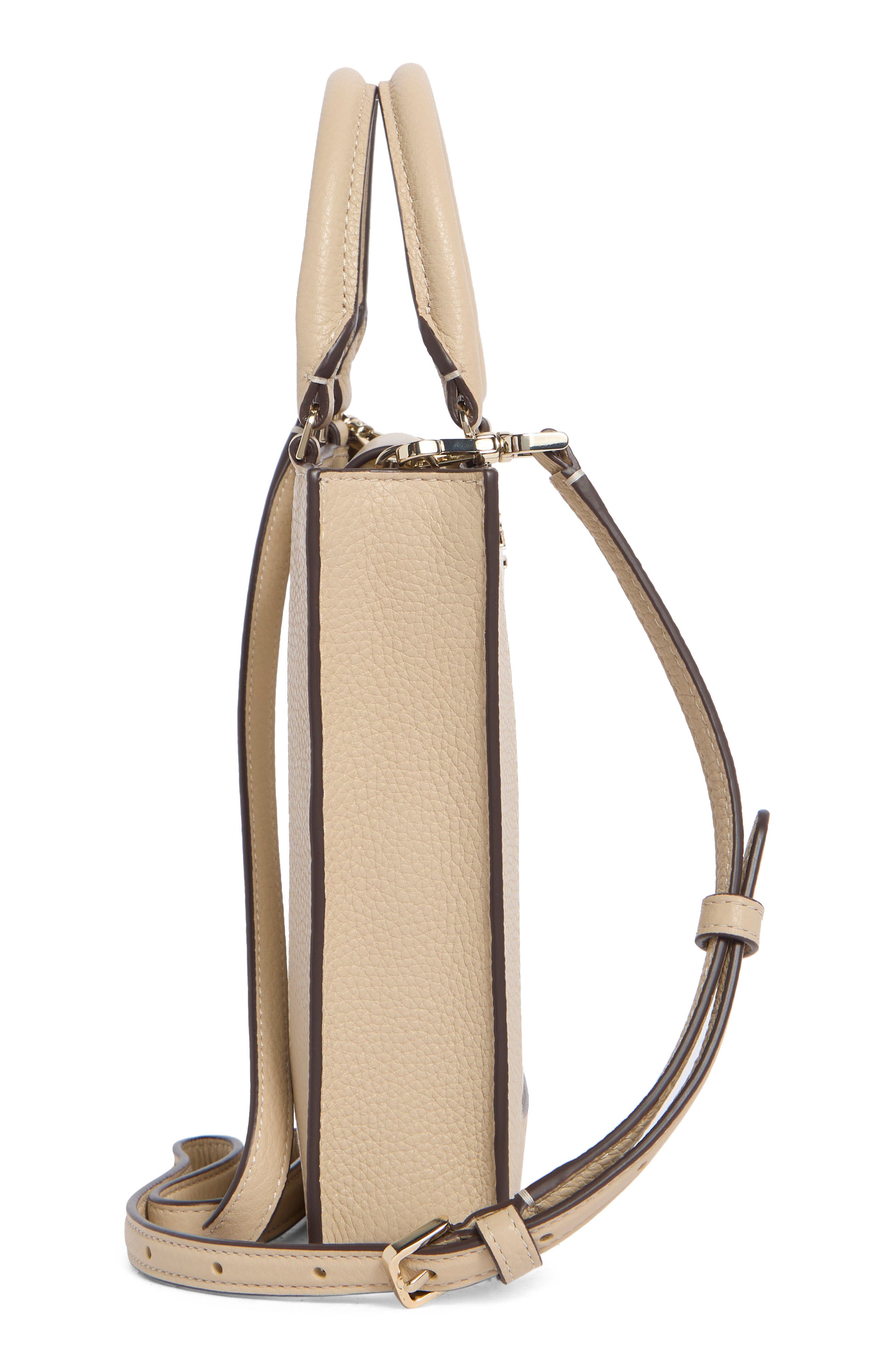 Kate Spade New York lena colorblocked pebbled leather mini tote bag, Alternate, color, Light Sand Multi