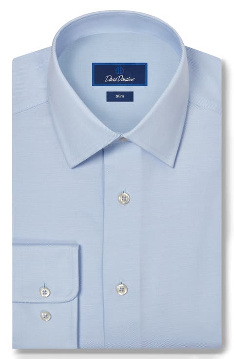 Slim Fit Stretch Cotton Twill Dress Shirt