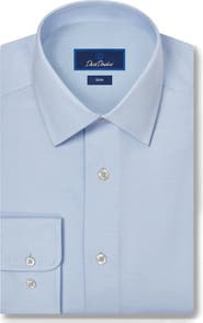 David Donahue Slim Fit Stretch Cotton Twill Dress Shirt