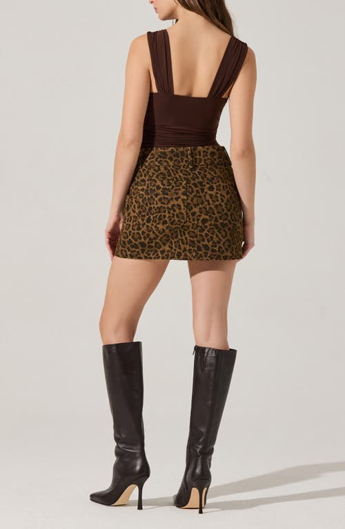 Astr The Label Sarine Asymmetric Ruched Mesh Bodysuit In Brown