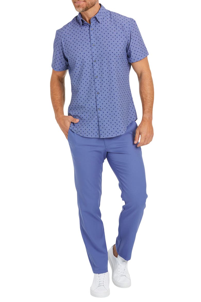 Leeward Floral Performance Button-Up Shirt, Alternate, color, NAVY LEAF DOT PRINT