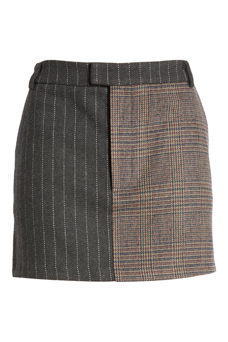 Prim Mixed Print Miniskirt, Alternate, color, PINSTRIPE PLAID MIX