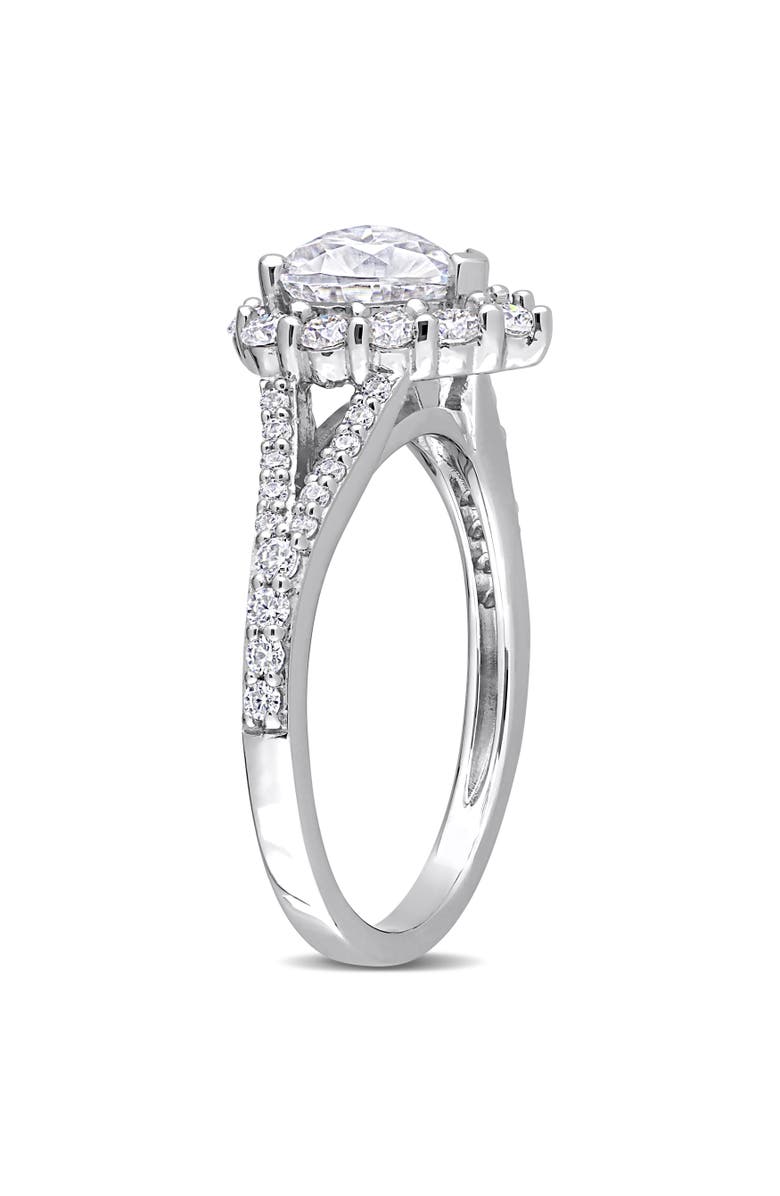 Julianna B. Moissanite Heart Halo Split-Shank Ring, Alternate, color, Sterling Silver