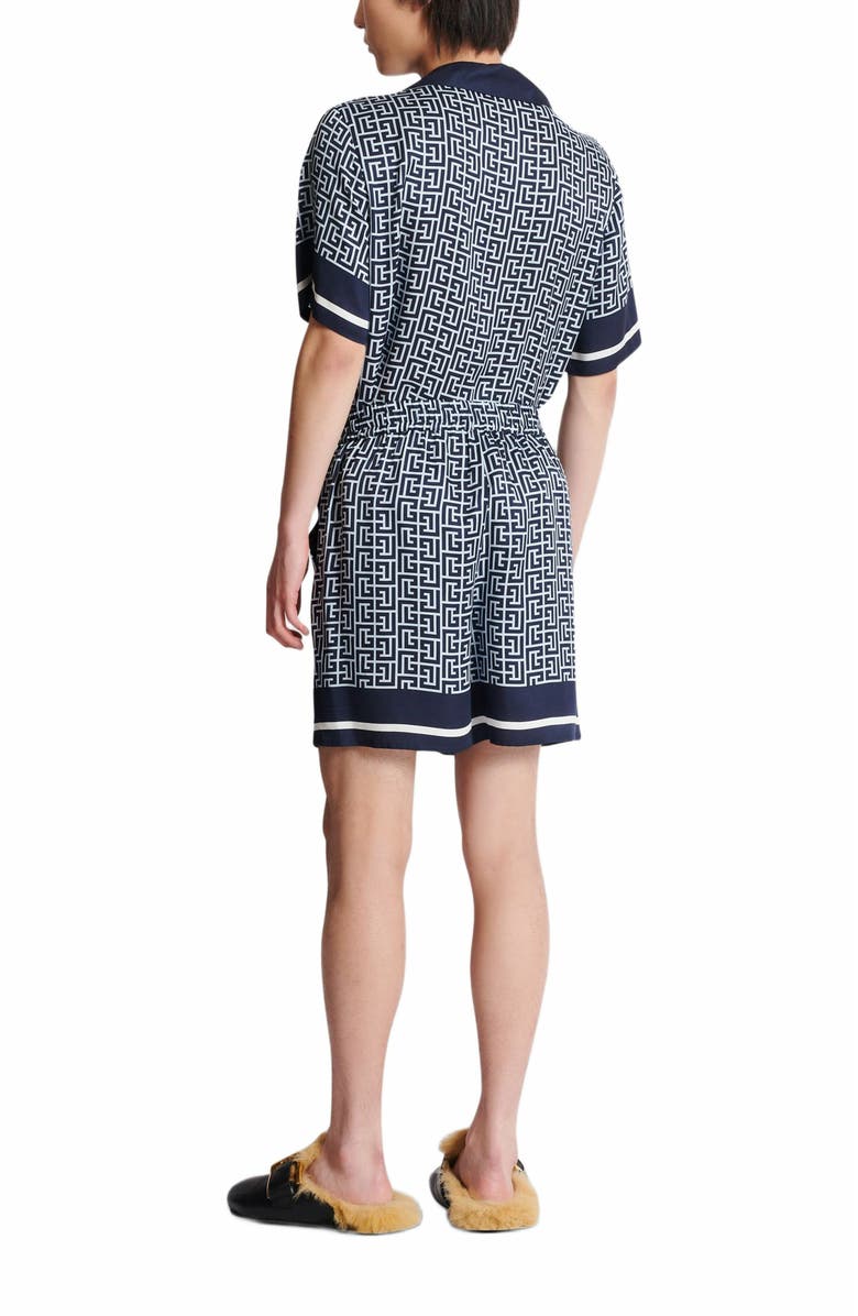 Balmain Flowing Monogrammed Shorts, Alternate, color, 