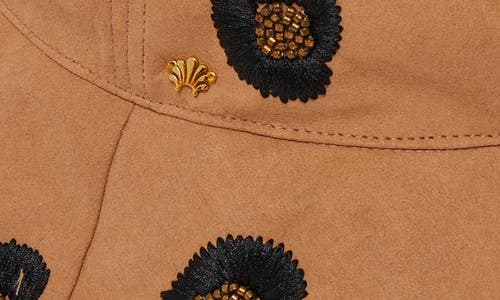 Lele Sadoughi Leopard Spot Embroidered Long Brim Bucket Hat In Brown