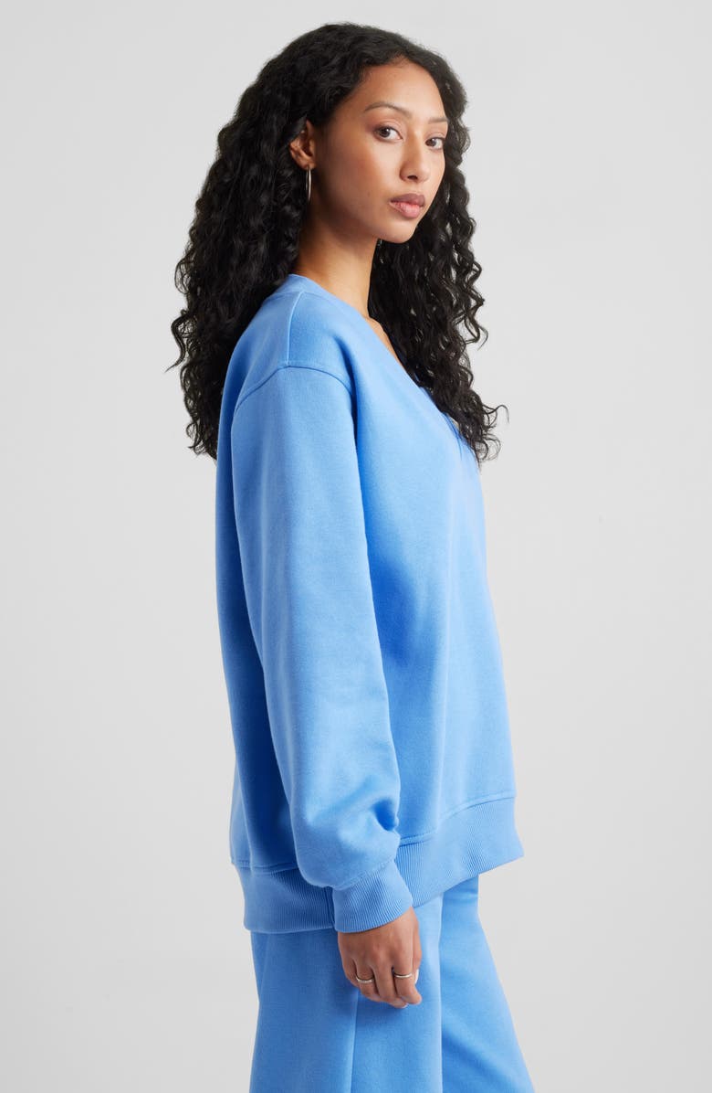BP. Oversize V-Neck Sweatshirt, Alternate, color, Blue Stream