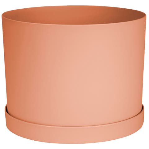 Mathers 5"W x 7"H Gardening Planter with Saucer Tray, Muted Terra Cotta