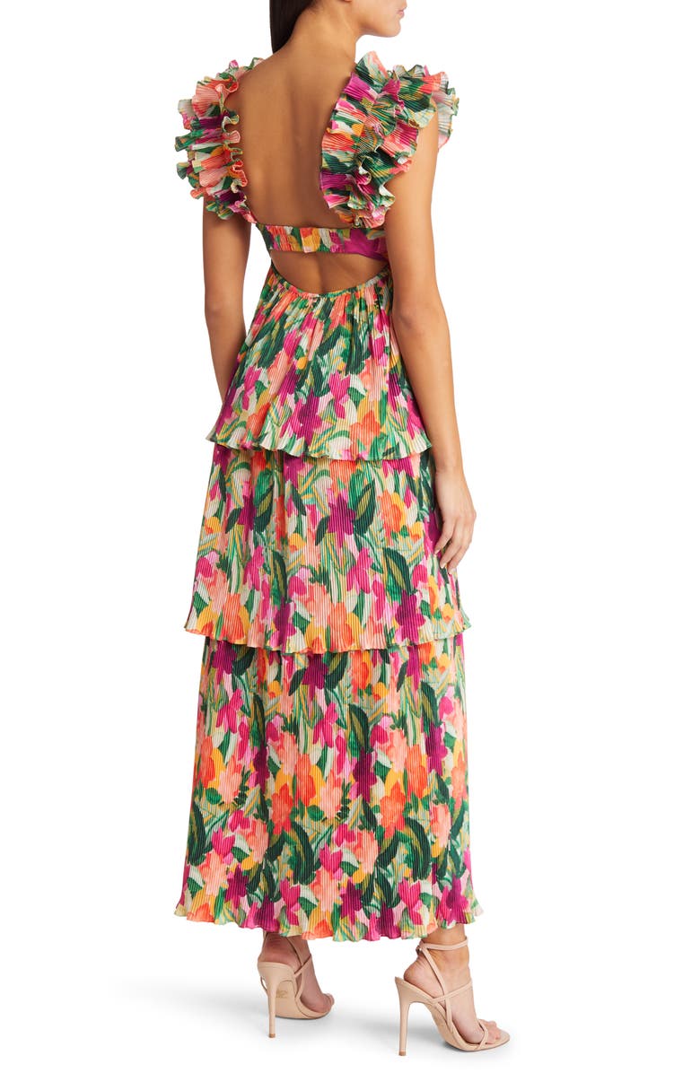 Saylor Mauve Floral Tiered Maxi Dress, Alternate, color,