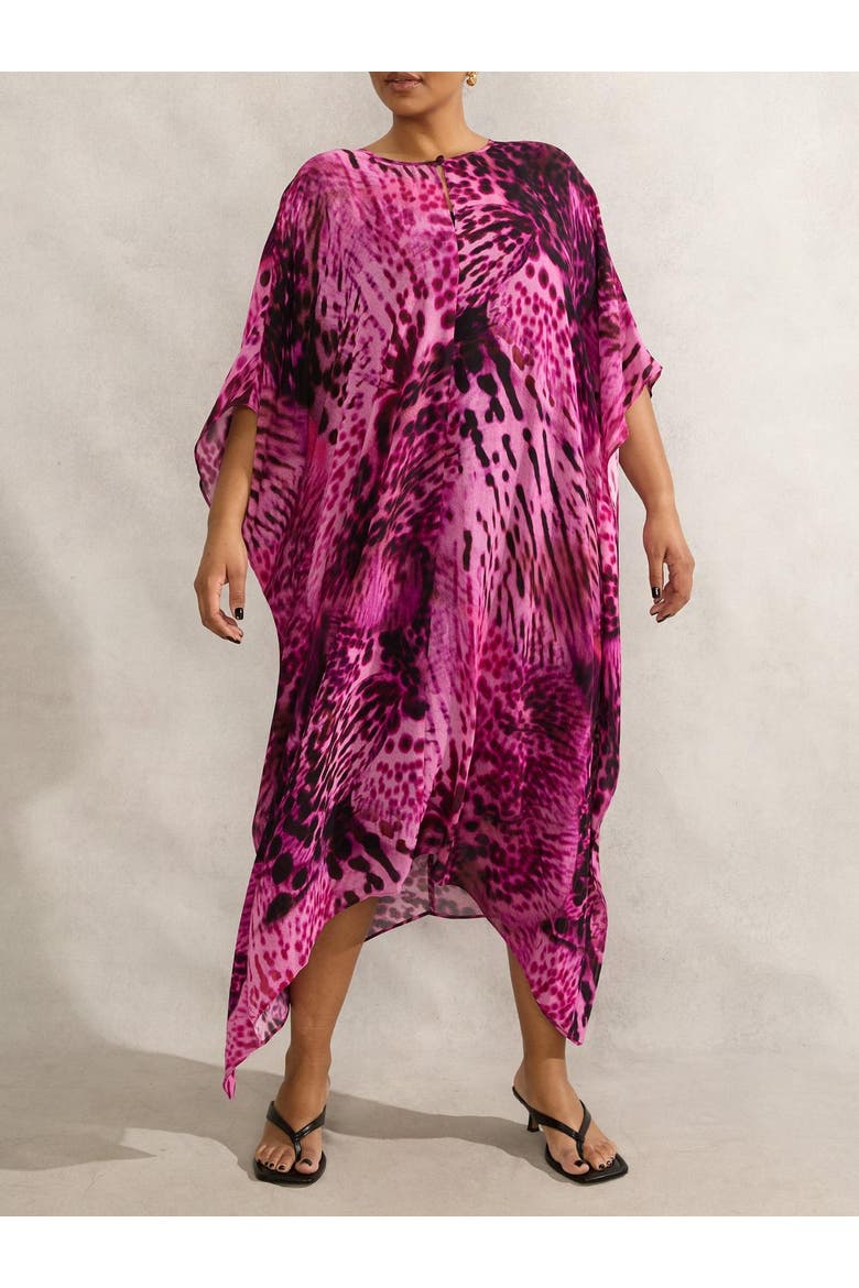 Animal Print Kaftan Dress, Alternate, color, Pink