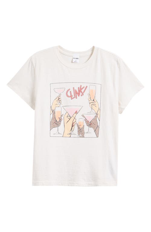 Re/done Cheers Crewneck Graphic Tee In Vintage White
