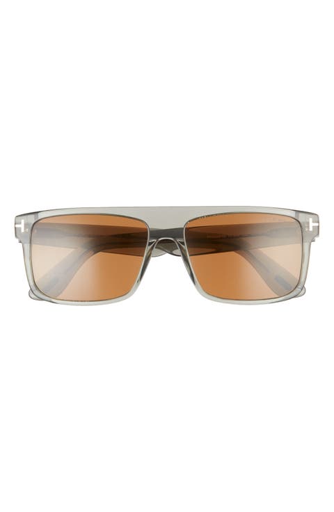 58mm Philippe Polarized Rectangular Sunglasses