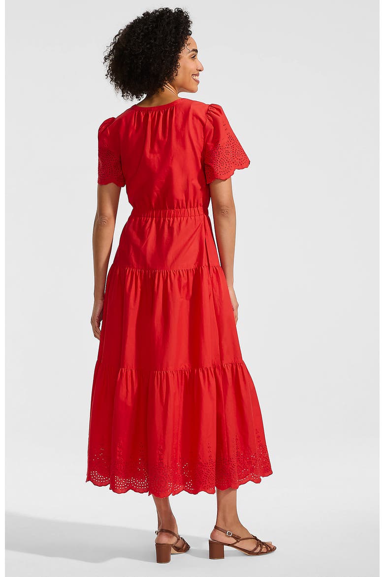 Tiered Cotton Poplin Eyelet Maxi Dress, Alternate, color, Coral Red Eyelet
