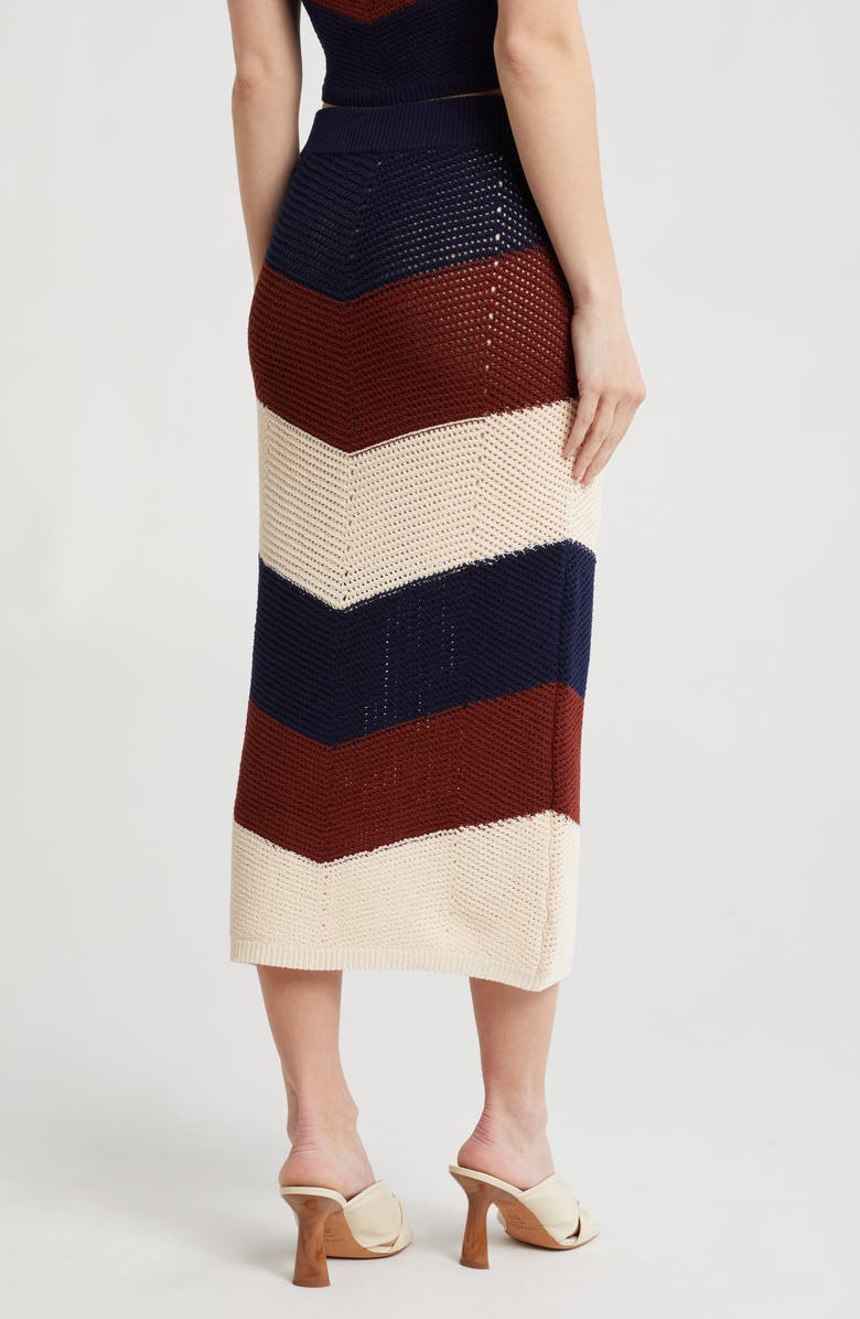 A.L.C. Tia Chevron Knit Skirt, Alternate, color, Cacao/ Shell/ Navy