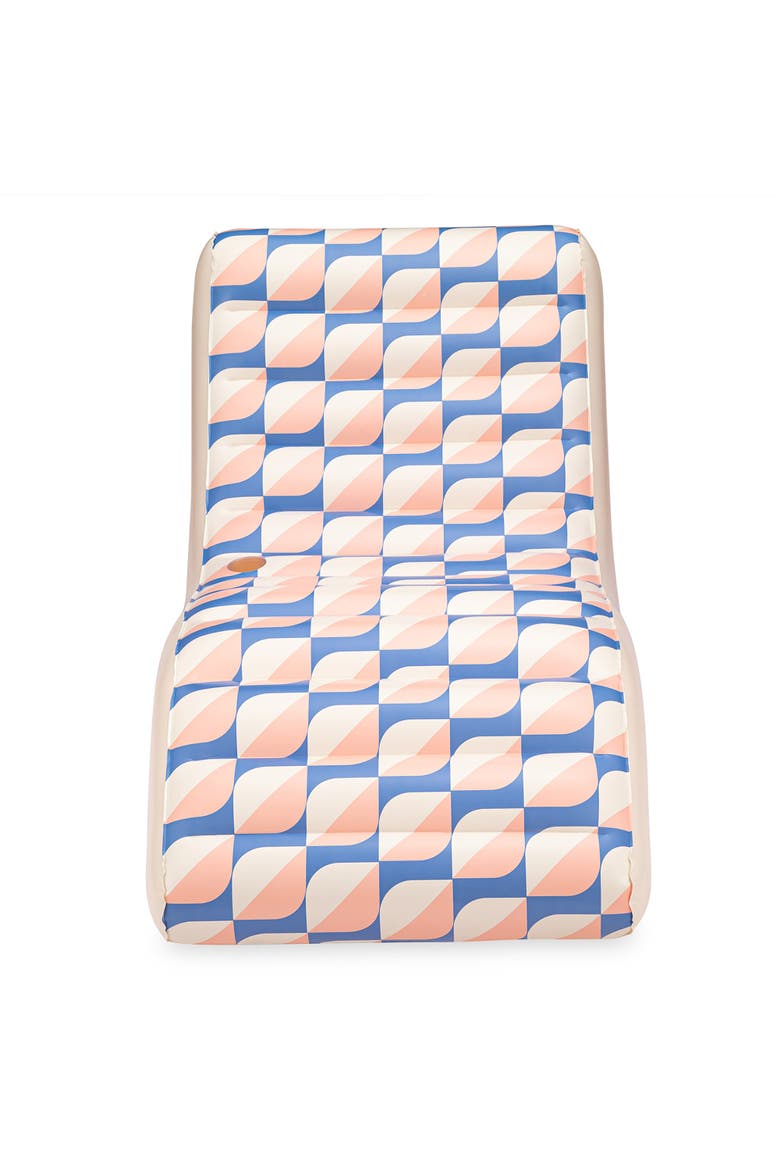 Deco Funchaiser Lounge Blue & Cream, Inflatable Pool & Water Float, Alternate, color, Multicolored