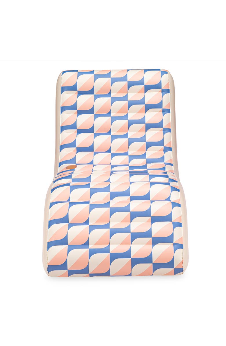 Funsicle Deco Funchaiser Lounge Blue & Cream, Inflatable Pool & Water Float, Alternate, color, Multicolored