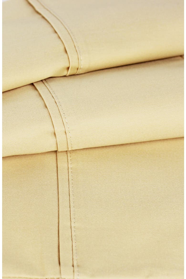 Pleat Detail 400 Thread Count Sheet Set with Bonus Pillowcases, Alternate, color, YELLOW